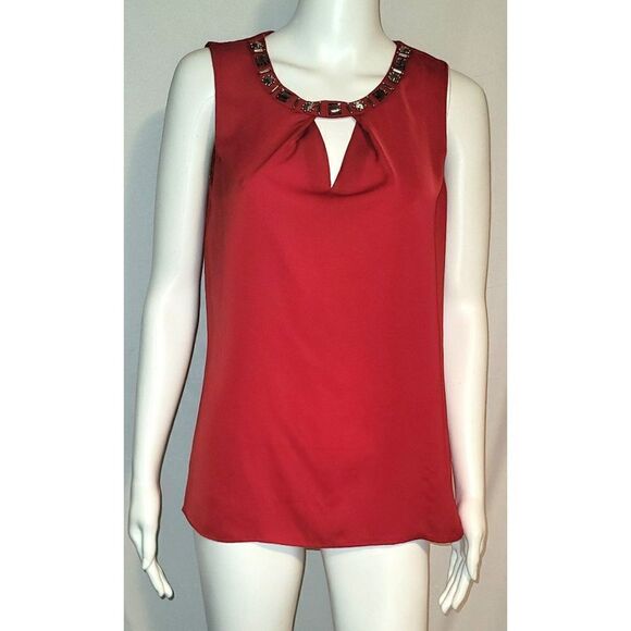 Worthington Sleeveless Jeweled Neck Blouse - Size M - Picture 1 of 9